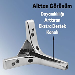Mobilya Kanepe Sehpa Tv Ünitesi Koltuk Ayağı 17 Cm Parlak Krom Baza Ayak 4 Adet
