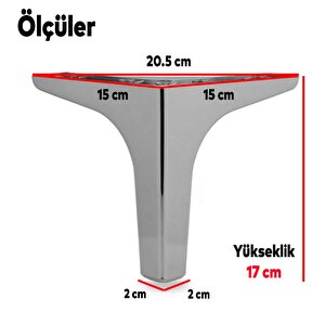 Mobilya Kanepe Sehpa Tv Ünitesi Koltuk Ayağı 17 Cm Parlak Krom Baza Ayak 4 Adet