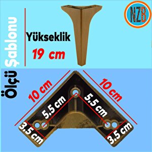 Mobilya Kanepe Çekyat Sehpa Tv Ünitesi Koltuk Ayağı 19 Cm Koyu Kahverengi Baza Ayak 4 Adet
