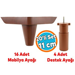 Mobilya Koltuk Kanepe Tv Ünitesi Destek Ayağı 11 Cm Ahşap Desenli Ayakları 20'li Set