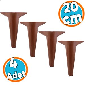 Mobilya Kanepe Sehpa Puf Koltuk Ayağı Kahverengi Baza Ayak 20 Cm 4 Adet