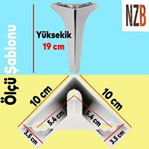 Mobilya Kanepe Sehpa Tv Ünitesi Koltuk Ayağı 19 Cm Parlak Krom Baza Ayak 4 Adet