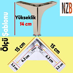 Mobilya Tv Ünitesi Koltuk Kanepe Destek Ayağı 14 Cm Krom Baza Ayakları M8 Destek 6'lı Set