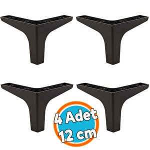 Mobilya Kanepe Sehpa Tv Ünitesi Koltuk Ayağı 10 Cm Siyah Baza Ayak 4 Adet