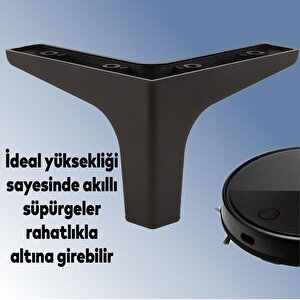 Mobilya Kanepe Sehpa Tv Ünitesi Koltuk Ayağı 10 Cm Siyah Baza Ayak 4 Adet