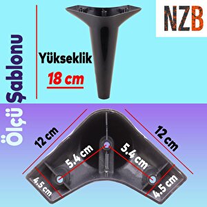 Mobilya Tv Ünitesi Koltuk Kanepe Konsol Destek Ayağı Ayakları 18 Cm Siyah M8 6'lı Set