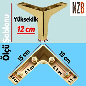 Mobilya Kanepe Sehpa Tv Ünitesi Koltuk Ayağı 12 Cm Altın Gold Baza Ayak 4 Adet