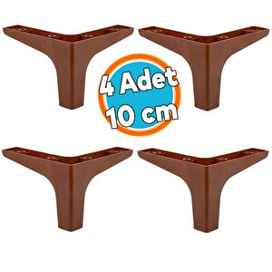 Mobilya Kanepe Sehpa Tv Ünitesi Koltuk Ayağı 10 Cm Ahşap Desenli Kahverengi Baza Ayak 4 Adet