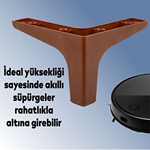 Mobilya Kanepe Sehpa Tv Ünitesi Koltuk Ayağı 10 Cm Ahşap Desenli Kahverengi Baza Ayak 4 Adet