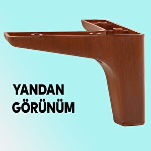 Mobilya Kanepe Sehpa Tv Ünitesi Koltuk Ayağı 10 Cm Ahşap Desenli Kahverengi Baza Ayak 4 Adet
