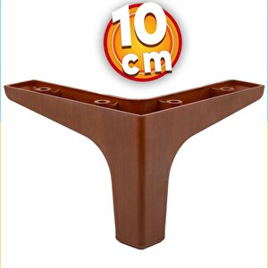 Mobilya Kanepe Sehpa Tv Ünitesi Koltuk Ayağı 10 Cm Ahşap Desenli Kahverengi Baza Ayak 4 Adet