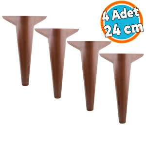 Mobilya Kanepe Sehpa Puf Koltuk Ayağı 24 Cm Kahverengi Ahşap Desenli Baza Ayak 4 Adet