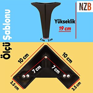 Lüks Mobilya Kanepe Sehpa Tv Ünitesi Koltuk Ayağı 19 Cm Siyah Baza Ayak 4 Adet
