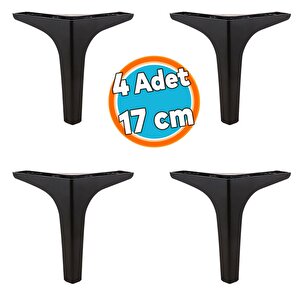 Mobilya Kanepe Sehpa Tv Ünitesi Koltuk Ayağı 17 Cm Siyah Baza Ayak 4 Adet