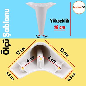 Mobilya Tv Ünitesi Koltuk Kanepe Konsol Destek Ayağı Ayakları 18 Cm Beyaz M8 6'lı Set