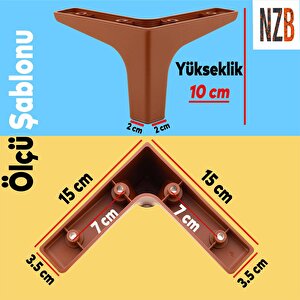 Mobilya Kanepe Sehpa Tv Ünitesi Koltuk Ayağı 10 Cm Kahverengi Baza Ayak 4 Adet