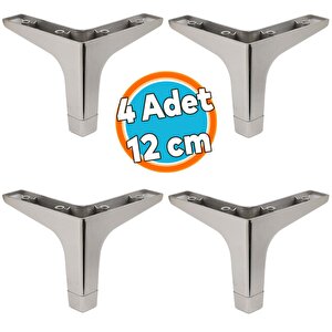 Mobilya Kanepe Sehpa Tv Ünitesi Koltuk Ayağı 12 Cm Parlak Krom Baza Ayak 4 Adet