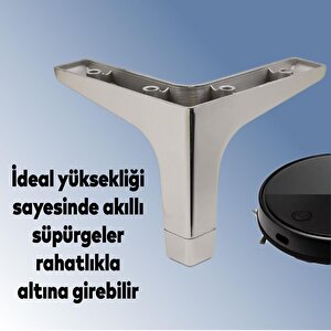 Mobilya Kanepe Sehpa Tv Ünitesi Koltuk Ayağı 12 Cm Parlak Krom Baza Ayak 4 Adet