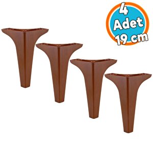 Mobilya Kanepe Sehpa Tv Ünitesi Koltuk Ayağı 19 Cm Ahşap Desenli Kahverengi Baza Ayak 4 Adet