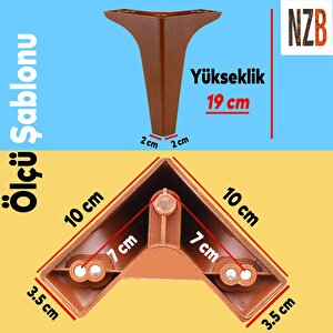 Mobilya Kanepe Sehpa Tv Ünitesi Koltuk Ayağı 19 Cm Ahşap Desenli Kahverengi Baza Ayak 4 Adet