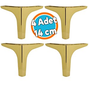 Mobilya Kanepe Sehpa Tv Ünitesi Koltuk Ayağı 14 Cm Gold Altın Baza Ayak 4 Adet