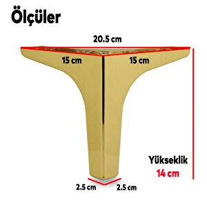 Mobilya Kanepe Sehpa Tv Ünitesi Koltuk Ayağı 14 Cm Gold Altın Baza Ayak 4 Adet
