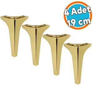 Mobilya Kanepe Sehpa Tv Ünitesi Koltuk Ayağı 19 Cm Altın Gold Baza Ayak 4 Adet