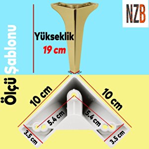 Mobilya Kanepe Sehpa Tv Ünitesi Koltuk Ayağı 19 Cm Altın Gold Baza Ayak 4 Adet