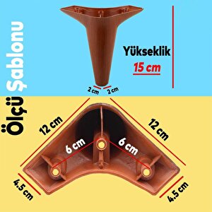 Mobilya Kanepe Koltuk Tv Ünitesi Baza Yükseltici Ayağı Ayakları 15 Cm Ahşap Desenli Kahverengi Ayak