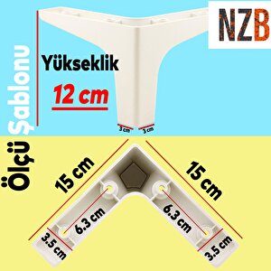 Mobilya Kanepe Sehpa Tv Ünitesi Koltuk Ayağı 12 Cm Beyaz Baza Ayak 4 Adet