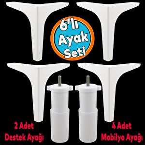 Mobilya Tv Ünitesi Konsol Koltuk Kanepe Destek Ayağı 17 Cm Beyaz Ayakları M8 Destek 6'lı Set