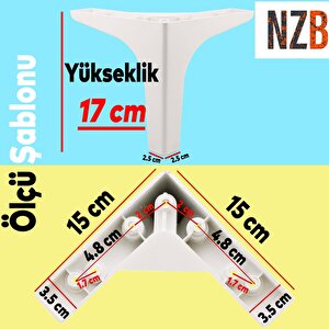 Mobilya Tv Ünitesi Konsol Koltuk Kanepe Destek Ayağı 17 Cm Beyaz Ayakları M8 Destek 6'lı Set
