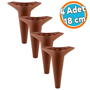 Mobilya Kanepe Sehpa Tv Ünitesi Koltuk Ayağı 18 Cm Kahverengi Baza Ayak 4 Adet