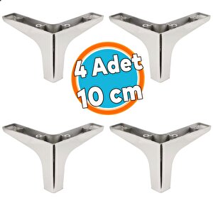 Mobilya Kanepe Sehpa Tv Ünitesi Koltuk Ayağı 10 Cm Parlak Krom Baza Ayak 4 Adet