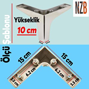 Mobilya Kanepe Sehpa Tv Ünitesi Koltuk Ayağı 10 Cm Parlak Krom Baza Ayak 4 Adet