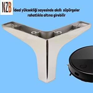 Mobilya Kanepe Sehpa Tv Ünitesi Koltuk Ayağı 10 Cm Parlak Krom Baza Ayak 4 Adet
