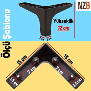 Mobilya Tv Ünitesi Koltuk Kanepe Destek Ayağı 12 Cm Siyah Baza Ayakları M8 Destek 6'lı Set