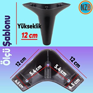 Mobilya Tv Ünitesi Çekyat Koltuk Kanepe Baza Destek Ayağı Ayakları 12 Cm Siyah M8  6'lı Set
