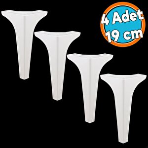 Mobilya Kanepe Sehpa Tv Ünitesi Koltuk Ayağı 19 Cm Beyaz Baza Ayak 4 Adet