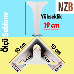 Mobilya Kanepe Sehpa Tv Ünitesi Koltuk Ayağı 19 Cm Beyaz Baza Ayak 4 Adet