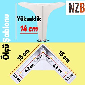 Mobilya Kanepe Sehpa Tv Ünitesi Koltuk Ayağı 14 Cm Beyaz Baza Ayak 4 Adet