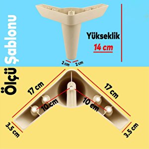 Mobilya Kanepe Sehpa Tv Ünitesi Koltuk Ayağı 14 Cm Krem Baza Ayak 4 Adet