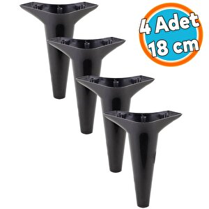 Mobilya Kanepe Sehpa Tv Ünitesi Koltuk Ayağı 18 Cm Siyah Baza Ayak 4 Adet