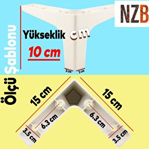 Mobilya Kanepe Sehpa Tv Ünitesi Koltuk Ayağı 10 Cm Beyaz Baza Ayak 4 Adet