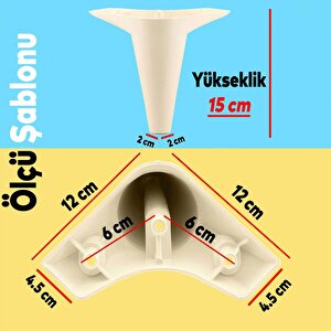 Mobilya Tv Ünitesi Çekyat Koltuk Kanepe Baza Destek Ayağı Ayakları 15 Cm Krem M8 6'lı Set
