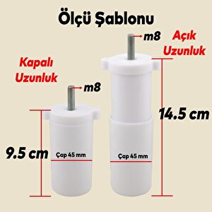 Mobilya Tv Ünitesi Çekyat Koltuk Kanepe Baza Destek Ayağı Ayakları 15 Cm Krem M8 6'lı Set