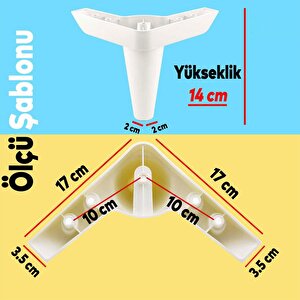Mobilya Tv Ünitesi Çekyat Koltuk Kanepe Baza Destek Ayağı Ayakları 14 Cm Beyaz M8 6'lı Set