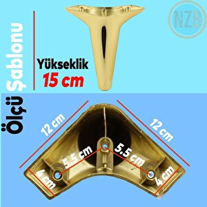 Mobilya Kanepe Sehpa Puf Koltuk Ayağı Altın Baza Ayak 15 Cm 4 Adet