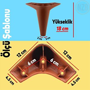 Mobilya Tv Ünitesi Koltuk Kanepe Destek Ayağı 18 Cm Ahşap Desenli Konsol Ayak 6'lı Set