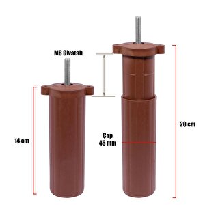 Mobilya Tv Ünitesi Koltuk Kanepe Destek Ayağı 18 Cm Ahşap Desenli Konsol Ayak 6'lı Set